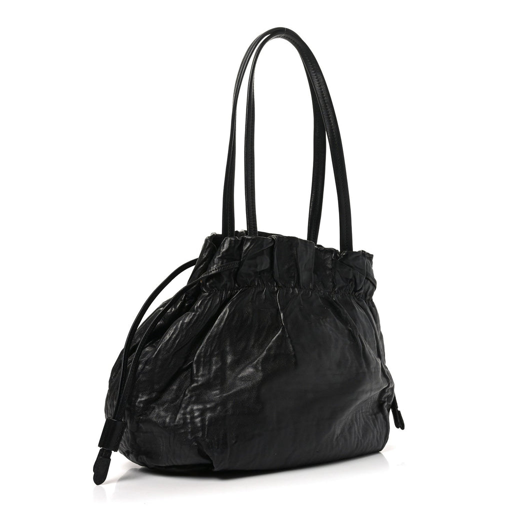 Nappa Antique Drawstring Tote Black