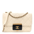 Sheepskin Quilted Mini Beauty Lock Flap White