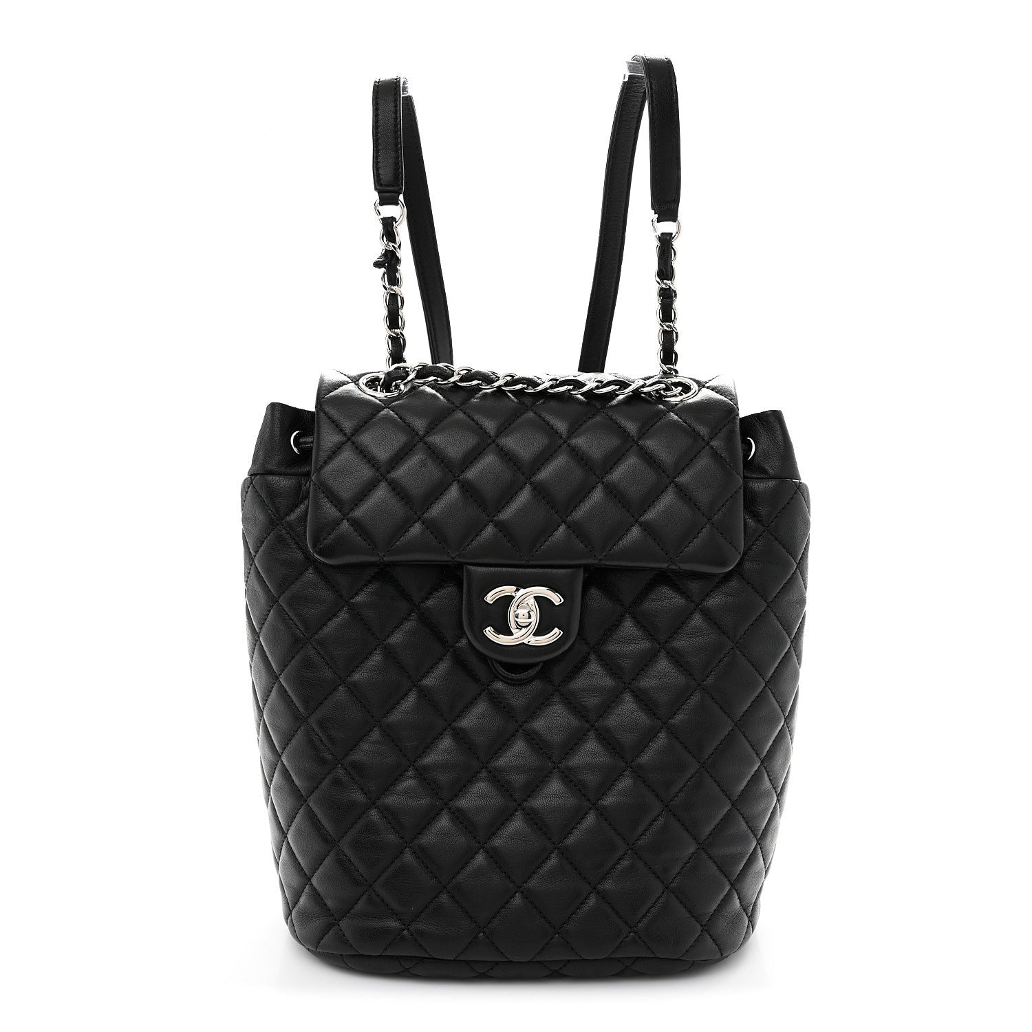 Lambskin Quilted Small Urban Spirit Backpack Black