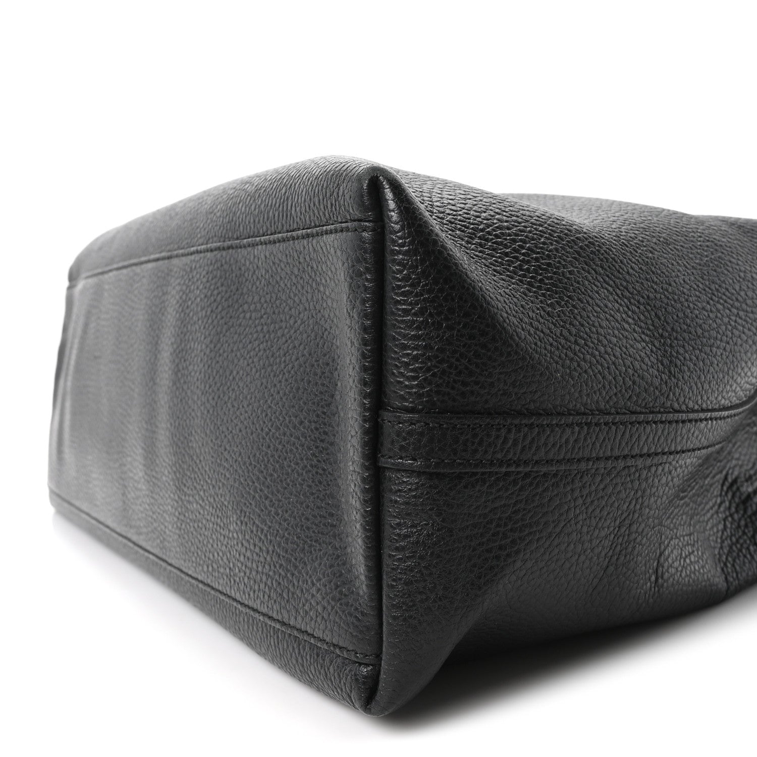 Calfskin Large Gifford Braided Handle Tote Black