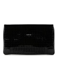 Patent Calfskin Studded Loubiposh Chain Clutch Black