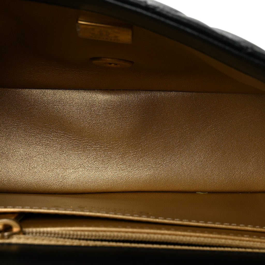 Lambskin Quilted Mini Rectangular Pearl Crush Flap Black