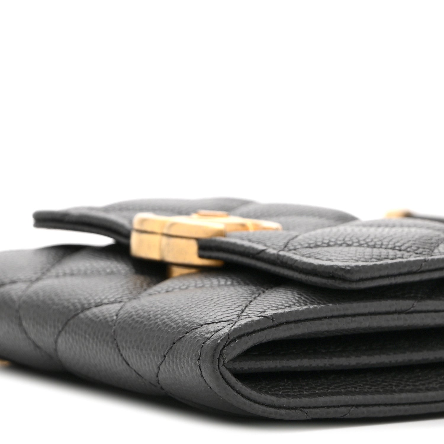 Caviar Quilted Bracelet On Chain Clutch Grey
