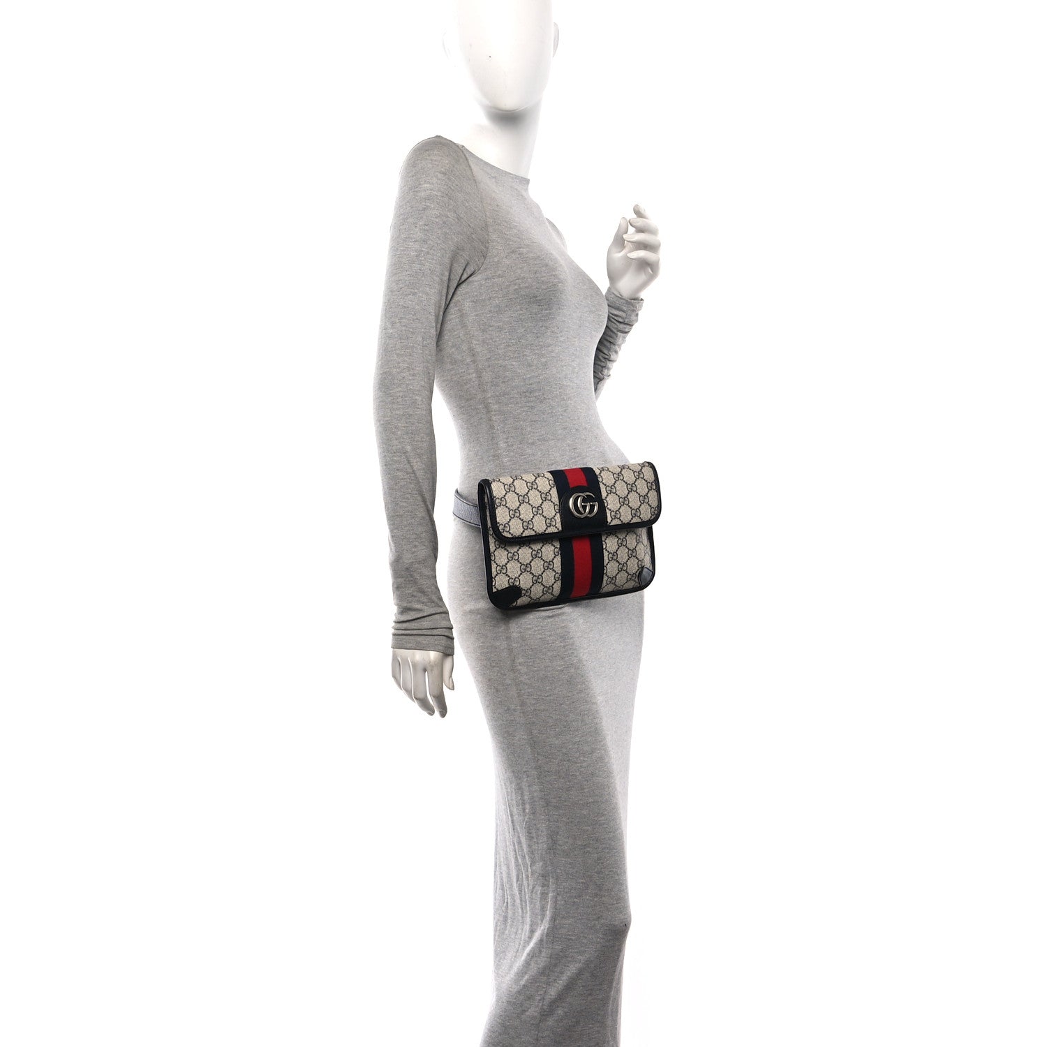 GG Supreme Monogram Web Small Ophidia Belt Bag 95 38 Beige Navy