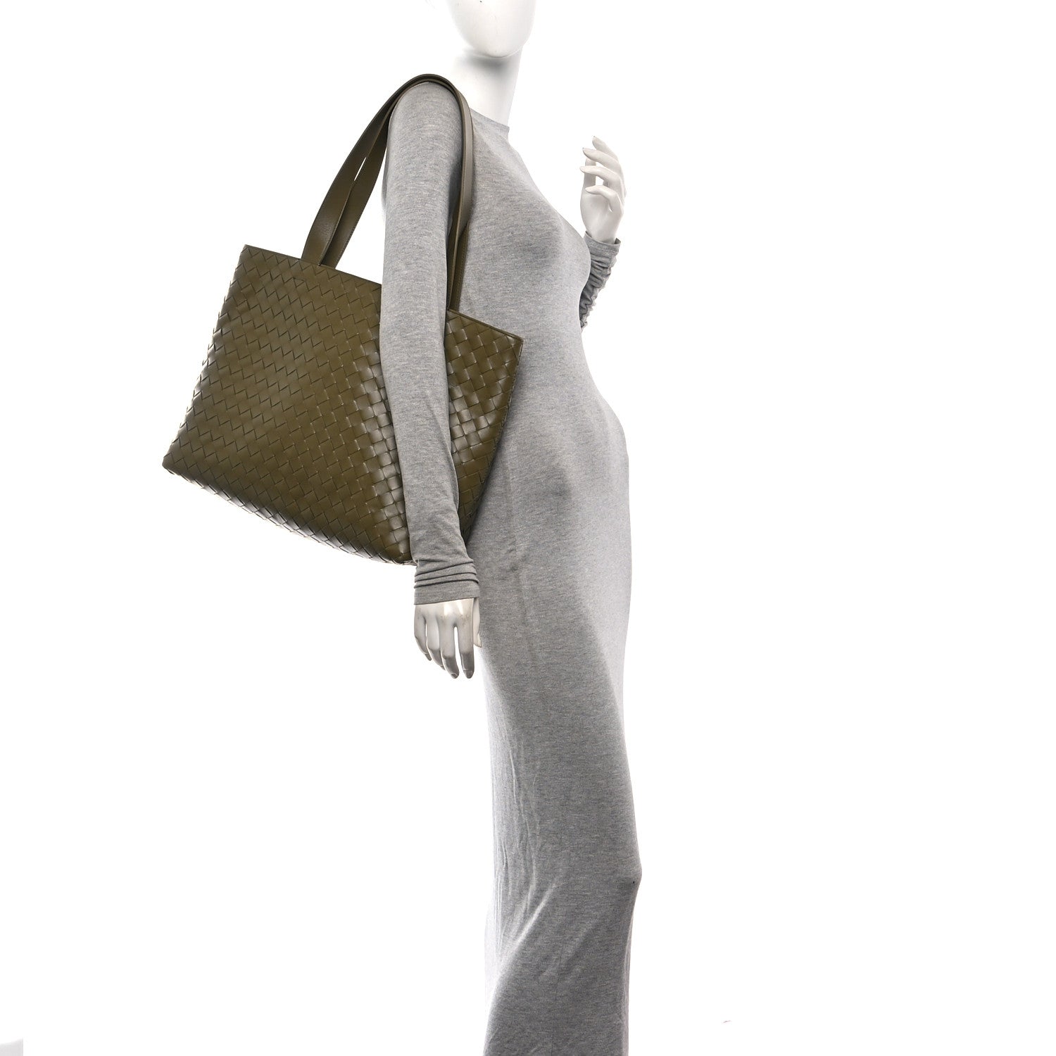 Calfskin Intrecciato Small Zipped Tote Cypress