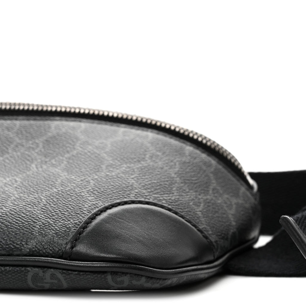 GG Supreme Monogram Emblem Calfskin Small Belt Bag Black Grey