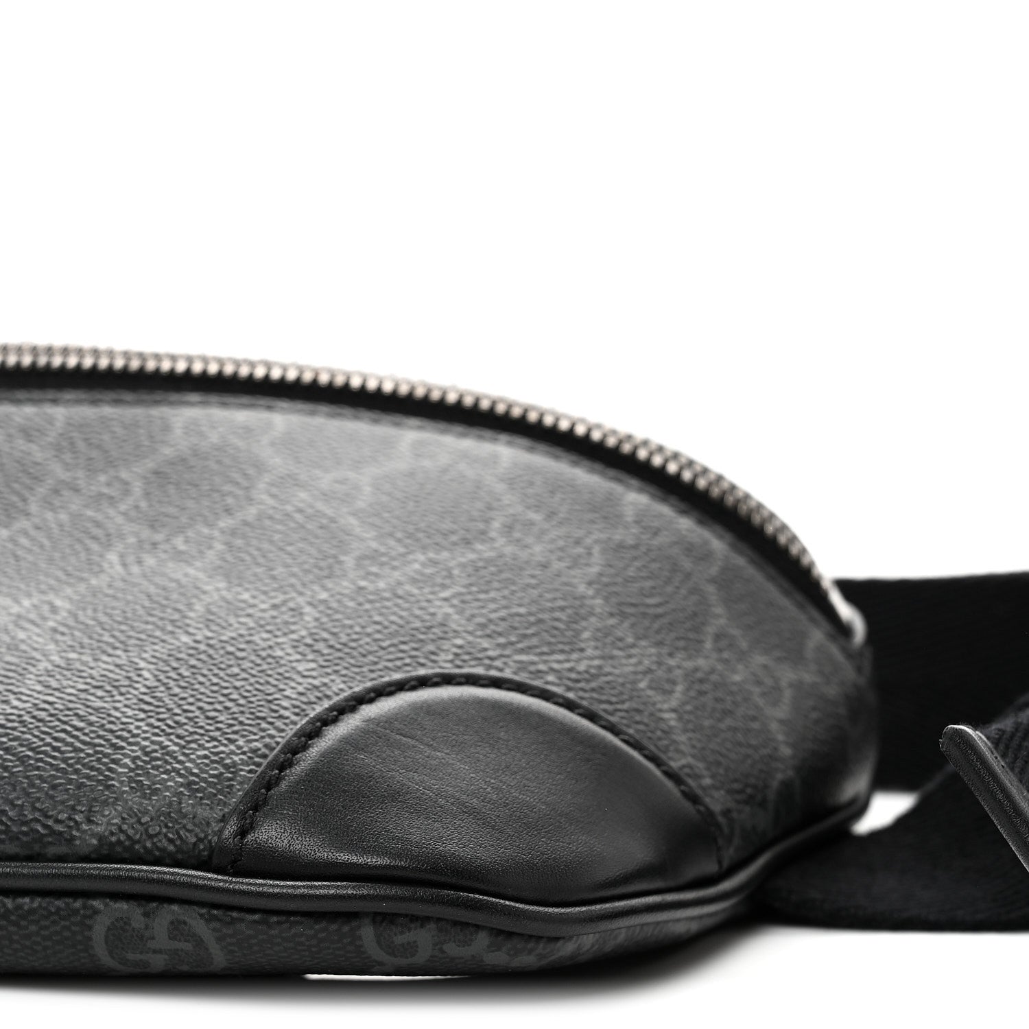 GG Supreme Monogram Emblem Calfskin Small Belt Bag Black Grey