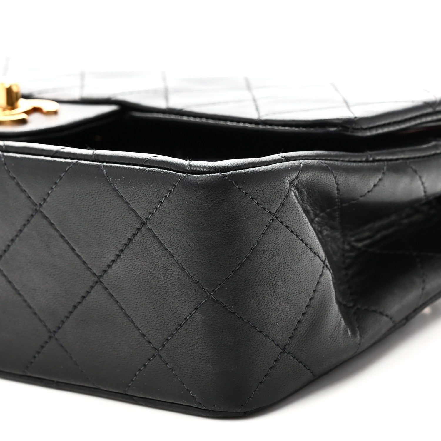 Lambskin Quilted Small Double Flap Black