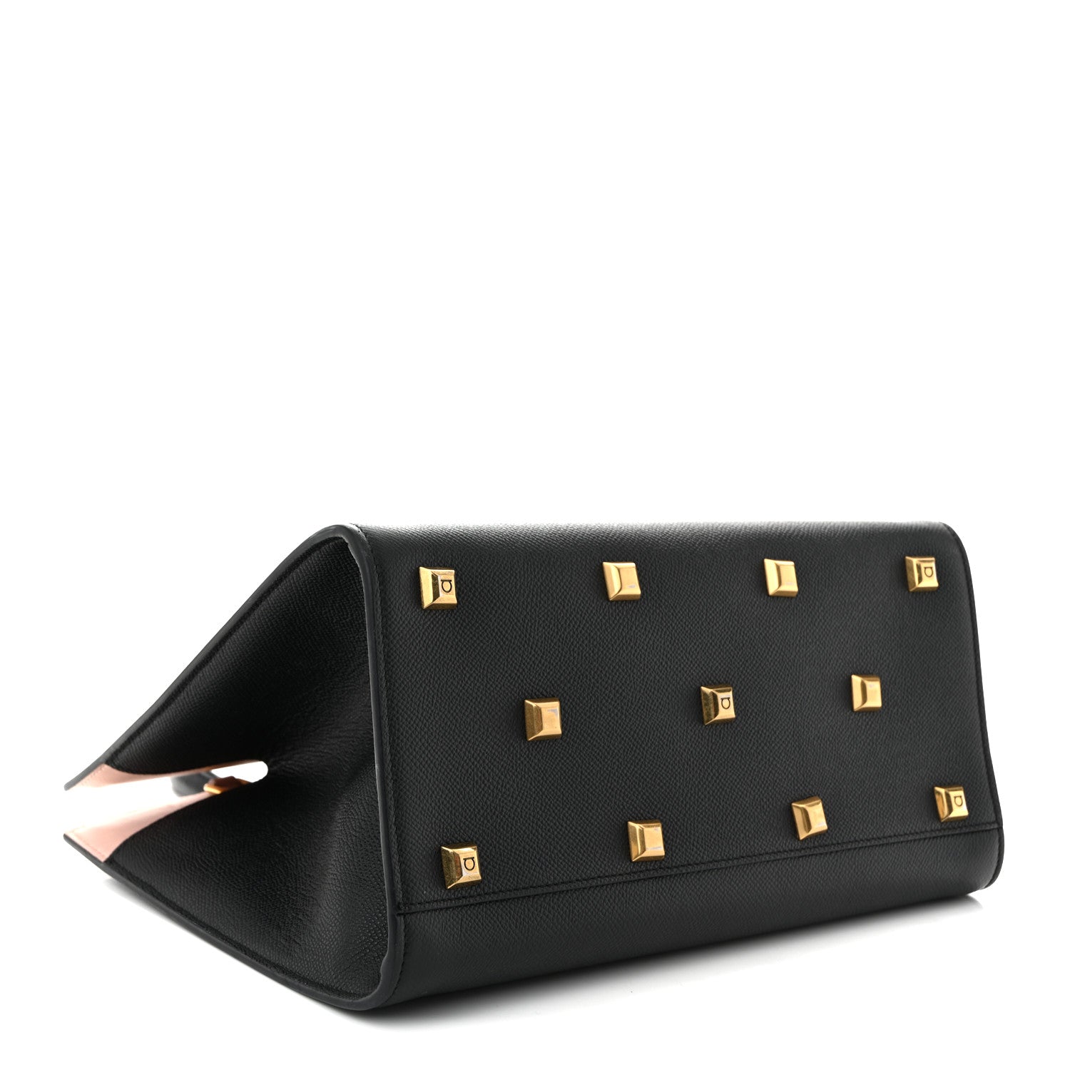 Hammered Calfskin Medium The Studio Box Bag Black