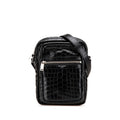 Saint Laurent Sid Croco Embossed Leather Shoulder Bag