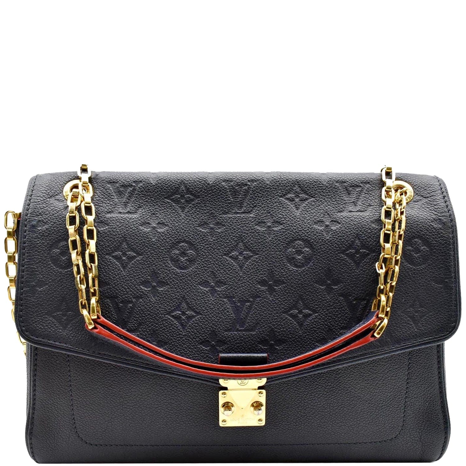 LOUIS VUITTON Saint Germain MM Monogram Empreinte Leather Shoulder Bag Black