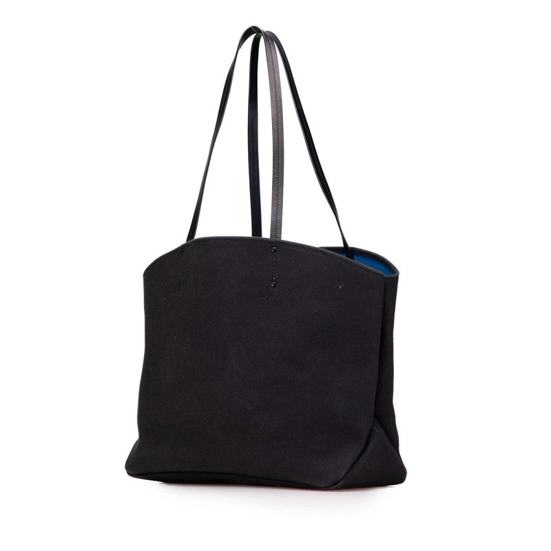 Prada Logo Canvas Leather Tote Bag