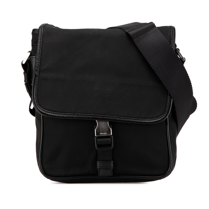 Prada Triangle Logo Plate Nylon Leather Shoulder Bag