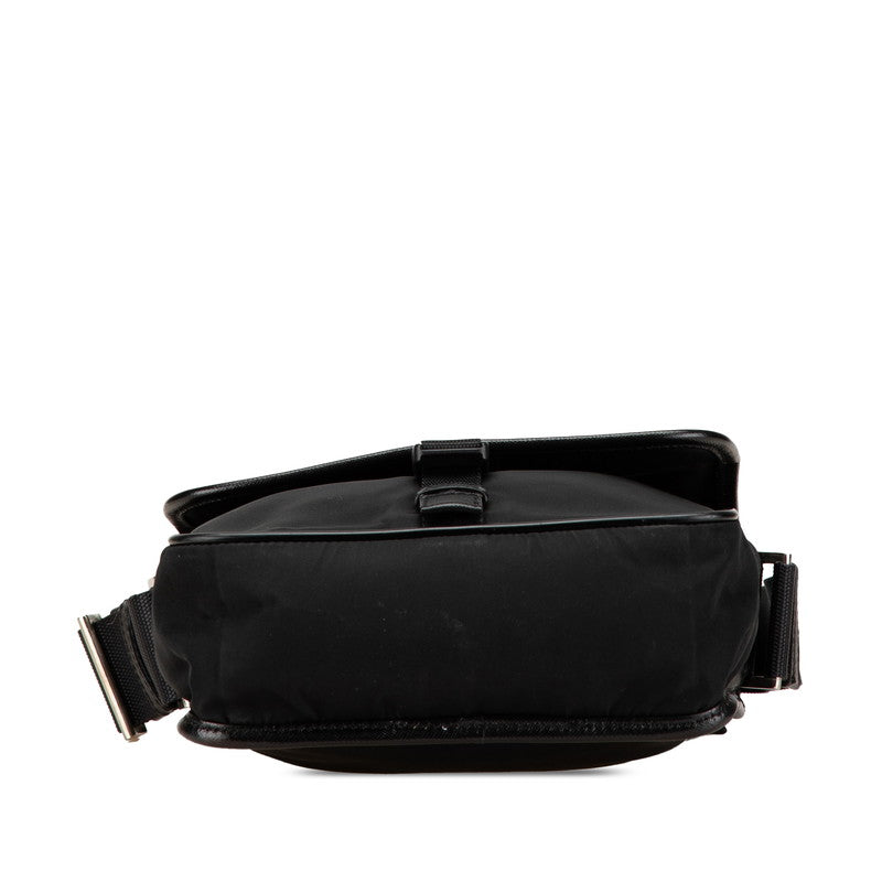 Prada Triangle Logo Plate Nylon Leather Shoulder Bag
