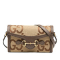 Gucci Jumbo GG Horsebit 1955 Canvas Leather Shoulder Bag