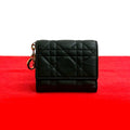 Christian Dior Lady Dior Lotus Wallet Leather Trifold Wallet