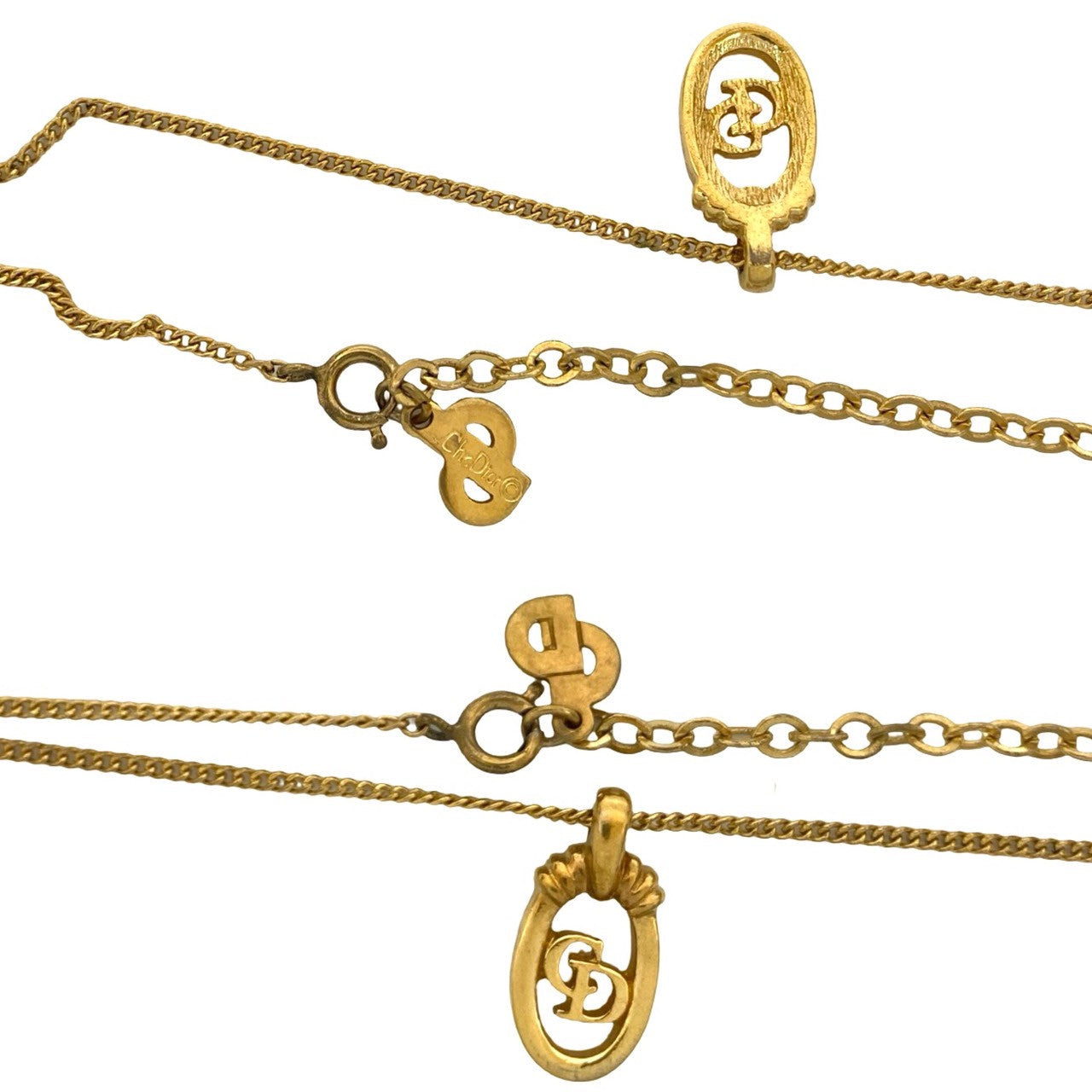 Christian Dior CD Logo 2way Necklace Earrings Set with Case