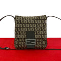 Fendi Zucchino Canvas Leather Shoulder Bag
