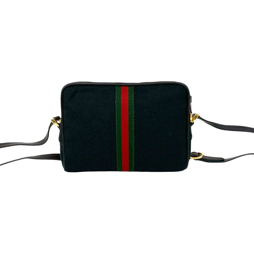 Gucci GG Logo Canvas Leather Shoulder Bag