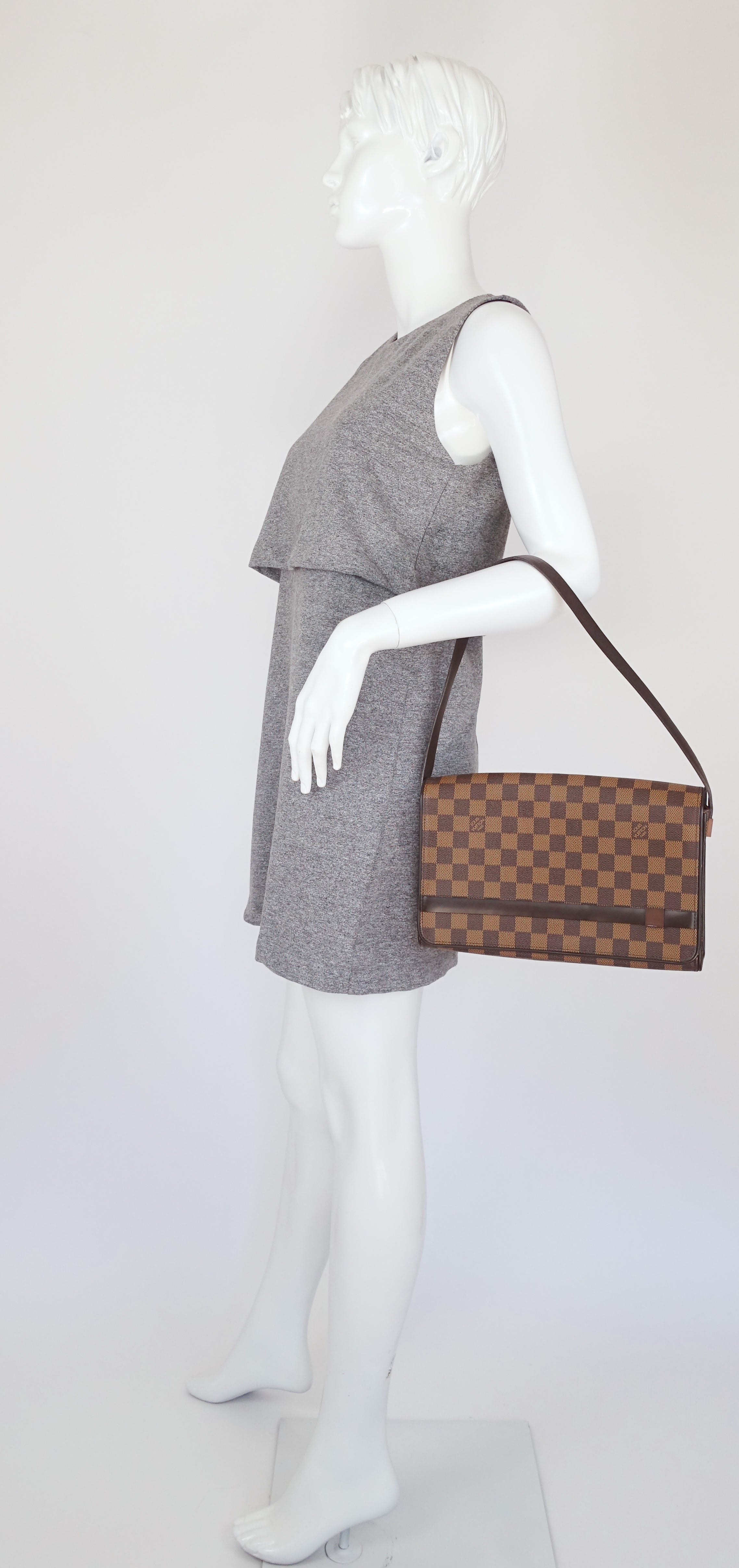 Louis Vuitto Tribeca Carre Damier Ebene Canvas Shoulder Bag