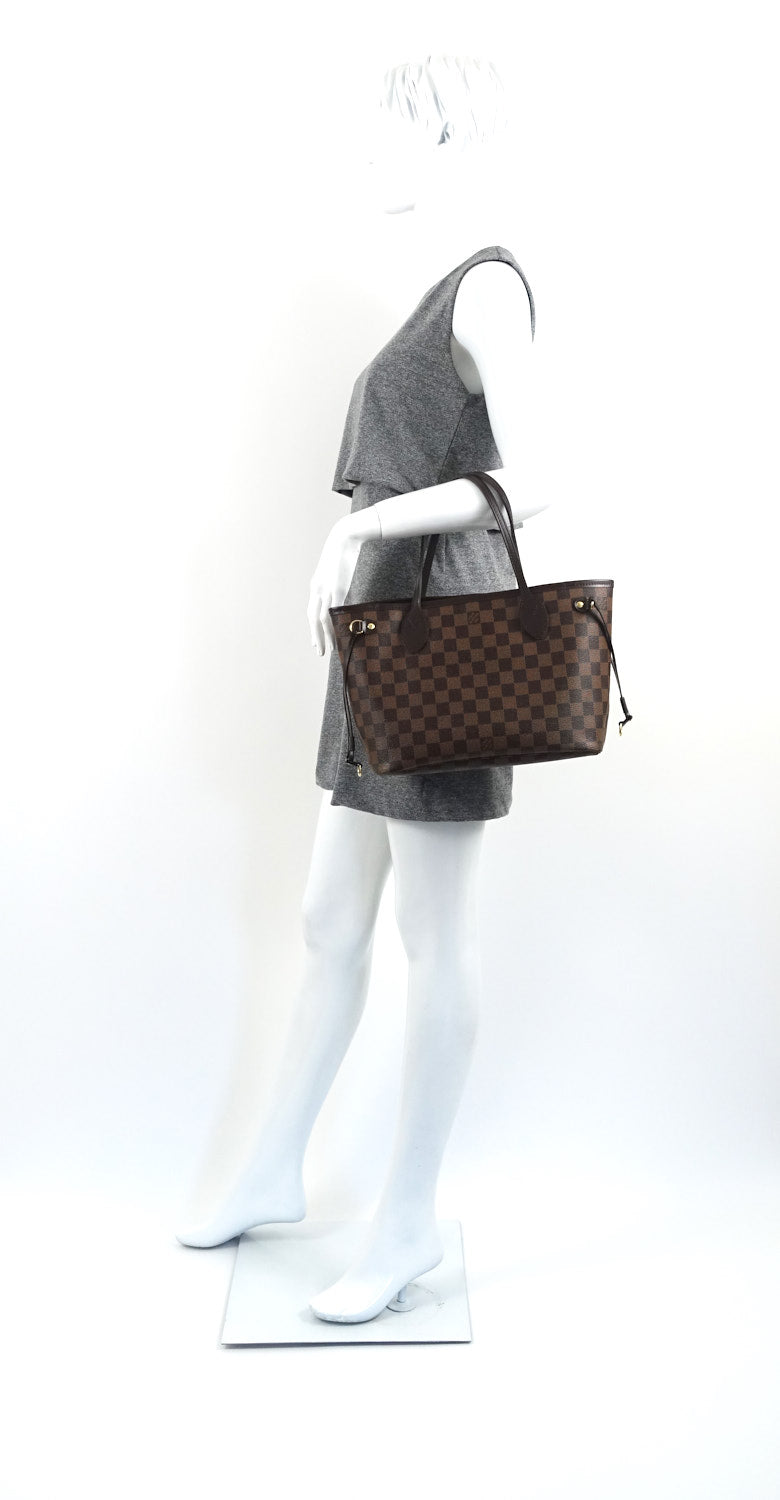 Louis Vuitto Neverfull PM Damier Ebène Canvas Shoulder Bag