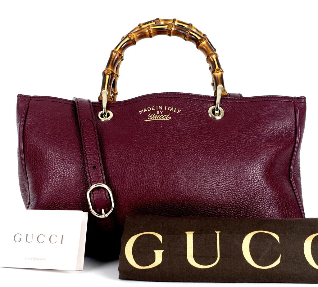 Gucci Leather Bamboo Handles Tote Bag