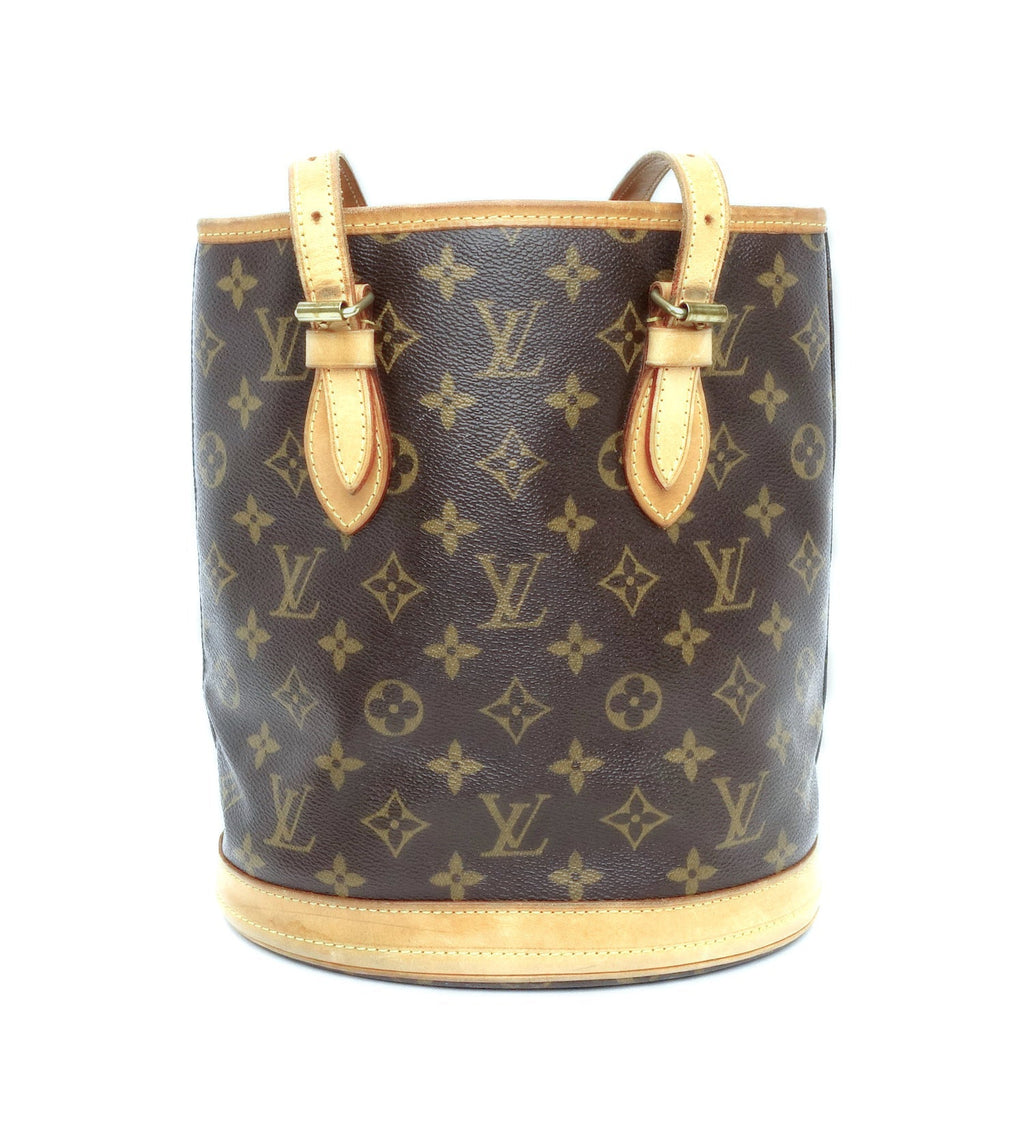 Louis Vuitto Petit Bucket Monogram Canvas Shoulder Bag with Pochette Bag
