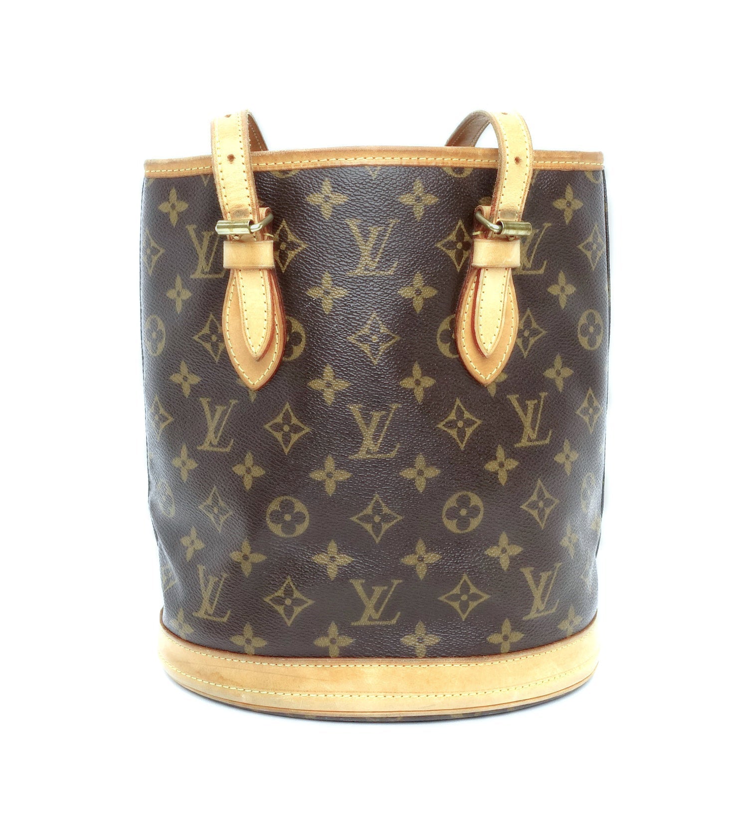 Louis Vuitto Petit Bucket Monogram Canvas Shoulder Bag with Pochette Bag