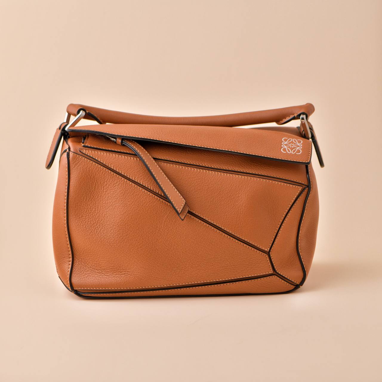 Loewe Small Puzzle Caramel Leather Shoulder Crossbody Bag