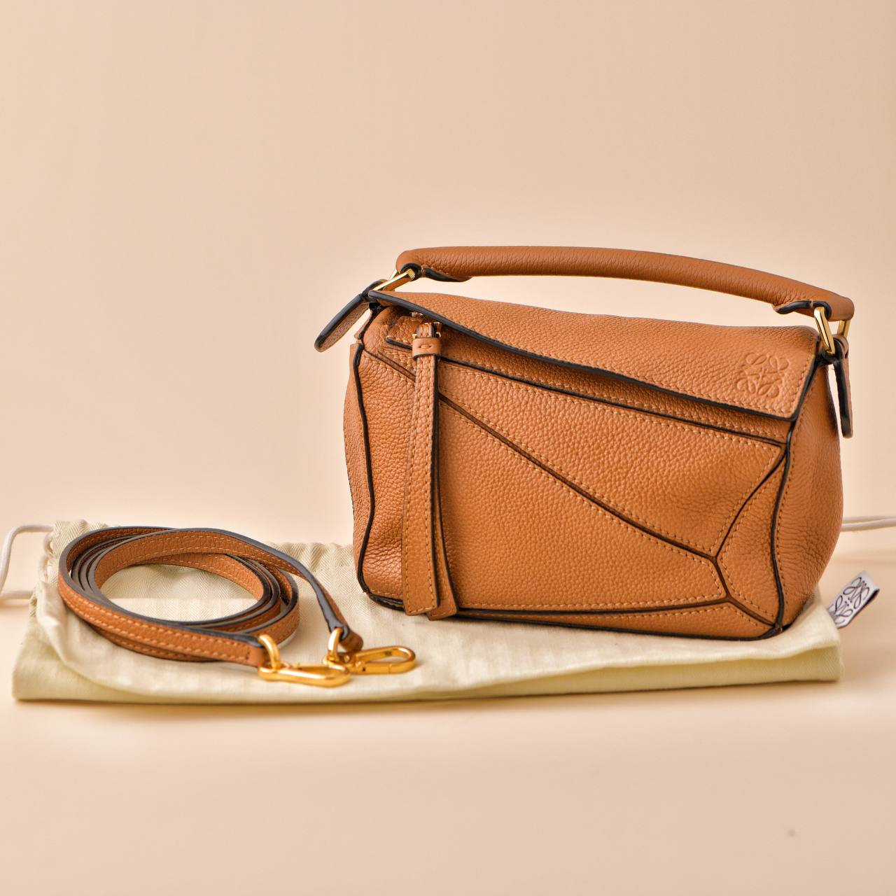 Loewe Mini Puzzle Light Caramel Leather Shoulder Crossbody Bag