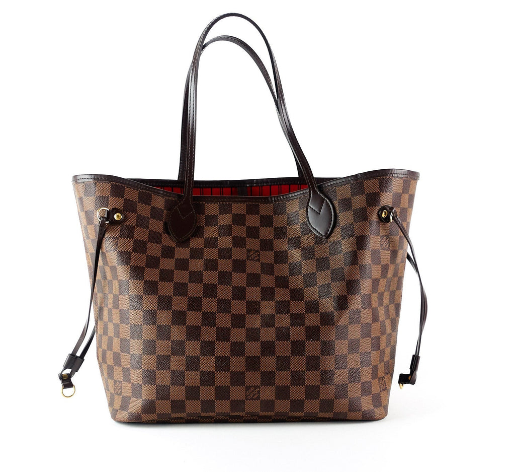 Louis Vuitto Neverfull MM Damier Ebène Canvas Tote Bag with Pouch